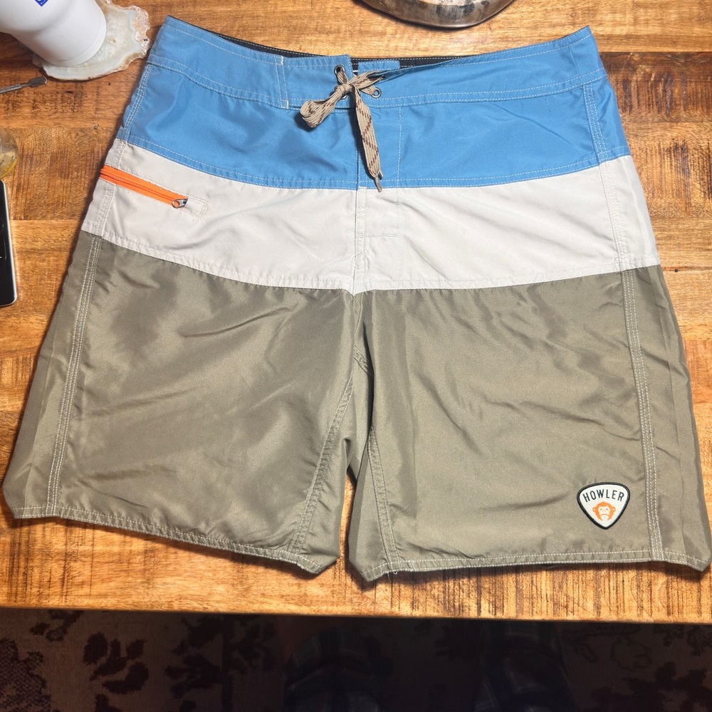 Howler Brothers Old School Board Shorts 33 Not lined Surf Swim trunks NWOT bros